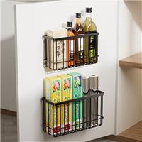 Restorgan 2 Pack Kitchen Cabinet Door Storage Box, Self-Adhesive Wall Mounted Metal Storage Box, Kitchen Wrap Organizer Container, Small Items Organiser Storage for Cabinet/Bathroom/Fridge