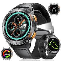 LIGE Smart Watch for Men GPS,Military Smartwatch for Android iOS with Flashlight/Compass&Pressure&Altitude,1.43" AMOLED Display,20 Days Battery Life,IP68 Smartwatch Bluetooth Call and Health Monitor
