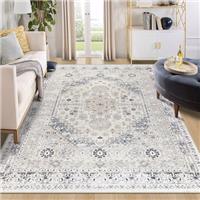 Capslpad Washable Rugs Living Room Distressed Vintage Area Rugs Non-Slip Traditional Oriental Bedroom Carpet Low Pile Thin Floor Mat Rug for Dining Room Kitchen Office Decor