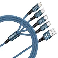 Multi Charger Cable, [USB C*2+Lightning+Micro] 4 in 1 Charger Cable [1.2M] Multiple USB Cable Nylon Braided with Lightning Cable Micro USB C Connector for iPhone 12/11/XS,Samsung S20 S10 S9 S8,Huawei