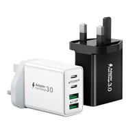 USB C Plug Fast Charge, 40W Multi USB Plug UK Fast Charger Plug 4-Port Dual Port 20W USBC Power Adapter+QC Wall Charger Head Type C Charging Plug for iPhone 16 15 14 13 12 11 Pro Max Plus,iPad,Samsung