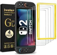 ivoler 4 Pack Screen Protector Compatible with Nintendo Switch OLED Model 7 '' 2021 with Alignment Frame Tool, Tempered Glass Protection Film - without air bubbles -Ultra Resistant Hardness 9H