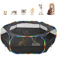 Pawaboo Small Animals Playpen, Waterproof Small Pet Cage Tent with Zippered Cover, Portable Outdoor Yard Fence with 3 Metal Rod for Kitten/Puppy/Guinea Pig/Rabbits/Hamster/Chinchillas