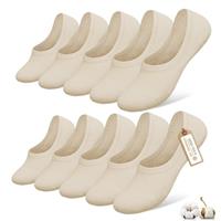 YouShow Invisible Socks 10 Pairs, Cotton No Show Trainer Socks for Mens Womens Non Slip Ankle Socks Loafers Short Socks