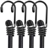 Bungee Cords with Hooks Heavy Duty Weatherproof & UV-Resistant Elastic Bungee Straps Ideal for Securing Luggage, Camps, Tarps, Garden Furniture, Wheelie Bin Lid Covers