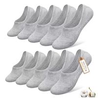 YouShow Invisible Socks 10 Pairs, Cotton No Show Trainer Socks for Mens Womens Non Slip Ankle Socks Loafers Short Socks