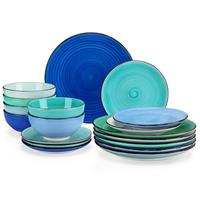 vancasso Bonita Multicolour Dinner Set, 24-Piece Dinner Sets for 6 People, Handpainted Swirls Plates and Bowls Set in Vibrant Look, Include Dinner Plates, Dessert Plates, Pasta Bowls and Cereal Bowl