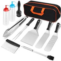 Griddle Accessories Kit, BBQ Flat Top Grill Accessories Set Outdoor Camping Heavy Duty Stainless Steel Spatulas Barbecue Tools Set Cooking Utensils Set, Scraper, Tongs