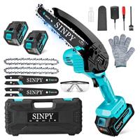 SINPY Mini Chainsaw Cordless Electric Power Chain Saw Battery Powered Handheld for Garden Courtyard Tree Trimming Cutting Gift for Men Dad Husband