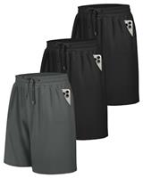 BOOJO 3 Pack Gym Shorts Men with Pockets UK Sports Breathable for Running Training
