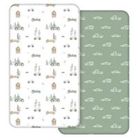 2 Pack Cot Sheets, 100% Microfiber- Breathable, 120 x 60cm Cozy and Lightweight Cot Fitted Sheets Oeko-tex100, Fits All Bassinet Mattress Shapes, Hourglass, Crib Sheets for Oval