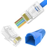 Solsop RJ45 Connector - 100 Pack CAT6 RJ45 Pass Through Connectors Ends, Ethernet Cable Crimp Connectors Network Unshielded RJ45 Plugs