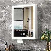 Bathroom Mirror Cabinets with LED Lights: Demister Mirror Cabinet Wall Mounted - Bathroom Cabinets with Anti Fog Touch Sensor, 3 Color Dimmable, Concealed Storage, Adjustable Shelves, Easy Install