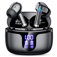 kauguo Wireless Earbuds Headphones Bluetooth 5.3 in Ear with 4 ENC Noise Cancelling Mic New Bluetooth Earbuds HiFi Stereo Deep Bass 42H Playtime Earphones Dual LED Display Mini Ear Buds USB-C Black