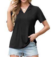 GRECERELLE Women Summer Tunic Short Sleeve Tops for Women UK V Neck Elegant Casual Ladies Pleated Floral Blouse Shirts