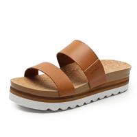 TETSUO Womens Summer Platform Sandals Arch Support Walking Slide Sandals Comfort Natural Cork Footbed Sandals