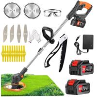 21V Cordless Strimmer Battery Strimmer & Garden Strimmer with 2 Batteries, 3 Blades