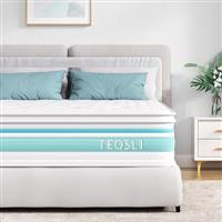 TeQsli Small Double Mattress, 4FT 7-Zone Gel Memory Foam, 10.6 Inch Pocket Sprung Hybrid Orthopedic Mattress Medium Firm for Pressure Relief and Motion Isolation, Small Double (120x190x27cm)