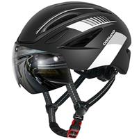 Odoland Bike Helmet - Adult Bicycle Helmet with Detachable Magnetic Goggles Visor - Mountain Road Cycling Certified Lightweight Helmet Adjustable for Men Women