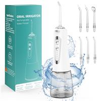 Water Flosser, Portable Oral Irrigator for Teeth with 5 Modes& 6 Replaceable Jet Tips, 300ML Rechargeable&IPX7 Waterproof Tooth Flosser for Home,Travel