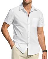 DEMEANOR Mens Dress Shirt Short Sleeve Dress Shirt for Men Regular fit Shirt Non-Iron Dress Shirts Mens Formal Shirts