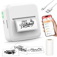 HuiJuKeJi Mini Printer, Portable Printer with Sticker and 10 Rolls of Thermal Paper and Self-Adhesive Thermal Paper Built-in 1200mAh Battery Inkless Photo for Android IOS (X5 Yellow)