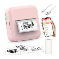 HuiJuKeJi Mini Printer, Portable Printer with Sticker and 10 Rolls of Thermal Paper and Self-Adhesive Thermal Paper Built-in 1200mAh Battery Inkless Photo for Android IOS (X5 Yellow)