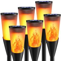 FIFIying Solar Lights Outdoor Garden, 6 Pack Solar Torch Light with Flickering Flame 600mAh Pathway Light Outside IP65 Waterproof Outdoor Decor for Patio Pathways Lawn Yard Decoration