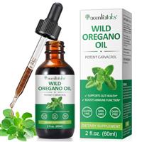 Wild Oregano Oil Drops 60ml, Natual Organic OreganoOil Wild Mediterranean Essential Oil of Oregano Liquid Herbal Supplement for Cold, Cough, Immune Support & Gut Health | Vegan, Non-GMO
