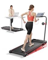 4 in 1 Folding Treadmill with 9% Incline, TOPUTURE Treadmills for Home & Office, 2.5HP Dual Display Under Desk Treadmill, 12 km/h Walking Pad, Mute Magnetic Remote, 12 Modes, App & Bluetooth