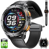 ESFOE DM4 Smart Watch for Men with GPS/Barometer/Compass, 1,43'' AMOLED Military Smartwatch with 530mAh Battery/Flashlight/Heart Rate/SpO2, 5ATM Waterproof 170+ Sports Fitness Watch for Android iOS