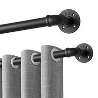 Qlfyuu Curtain Poles Industrial Curtain Rail, Curtain rod for Windows Black Curtain Pole Rust-Resistant, Extendable Shower Curtain Poles Metal for Indoor and Outdoor