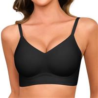 Lonya Bras for Women Non Wired Seamless Comfort Support Full Coverage Push up V Neck Soft Padded Wireless Bralette T Shirt Zero Feel Sleep Everyday Bra
