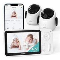 BOIFUN Wifi Video Baby Monitor Camera, App & Screen Control,1080P 360 Camera, Motion & Sound Detection, Auto Tracking, Night Vision, Two-way Audio, Smart Feeding Reminder, Humidity&Temperature Sensor