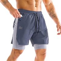 BROKIG Men's Liner Gym Shorts, Lightweight Sport Running Training Tennis Exercise Short with Zip Pocket
