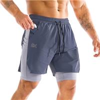 BROKIG Men's Liner Gym Shorts, Lightweight Sport Running Training Tennis Exercise Short with Zip Pocket