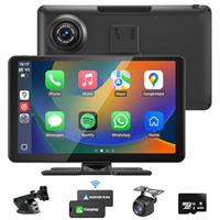 Wireless Apple CarPlay Android Auto Screen, Car Stereo 7" HD Touch Screen Portable Navigation Radio Vedio Player with Bluetooth WiFi, Live Navigation, Voice Control, Mirror Link