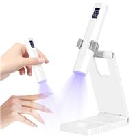 Mini UV Lamp for Gel Nails, UV Light for Nails with Stand, Handheld UV Nail Lamp Rechargeable, 2 Timers Nail Lamp for Gel Polish, Nail Dryer Portable