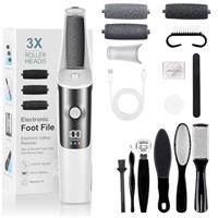 PKBD Electric Foot File for Hard Skin Remover Feet Callus Professional Pedicure Tool with Accessories Kit, 3 Speeds-Waterproof Ultra-Long Battery Life, Easy To Carry Foot Care Gift for Women&Men-White