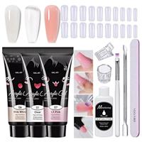 Gel Nail Kit-3 Colour Poly Nail Gel Set,15ML Clear Nude Pink Builder Nail nail extension kitDIY for Beginners Gifts Set for Women