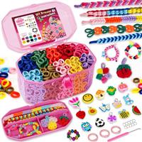 FunzBo Loom Band Kit, 1000pcs Loom Bands Kits for Girls 2025 Upgraded Hair Ties with Charms Bells Accessories, DIY Friendship Bracelet Making Kits Rubber Bands for Girls Kids Ages 6+ Gifts Birthday