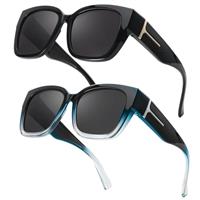 Myiaur 2 Pack Over Glasses Sunglasses for Women Polarised Oversized Frame Sun Glasses with UV400 Protection, Driving & Outdoor