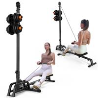 ONETWOFIT Foldable Rowing Machine & LAT Pull Down Machine 2 in 1 Multi-function Compact Rowing Machine for Home, Low Row Cable Fitness with Flat Weight Bench