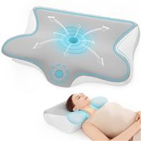 Restnature Memory Foam Neck Pillow - Orthopedic Ergonomic Cervical Pillow for Neck and Shoulder Pain, Back Stomach Side Sleepers Pillow with Support Foam, Removable Cover