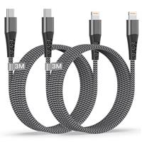 USB C to Lightning Cable 3M 2Pack [MFi Certified], iPhone Fast Charger Cable USB C to iPhone Cable Fast Charging Type C to Lightning Cable Wire Lead for iPhone 14/13/12/11 Pro Max/XS/XR/X/SE/8/iPad