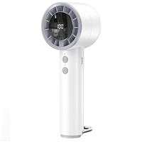 OUILA Mini Portable Handheld Fan with LED Display, 3000mAh USB Rechargeable Hand Fan with 5 Speeds for Travel Camping Home Office - White