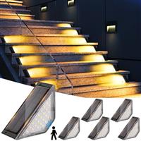 flintronic Solar Step Lights,Solared Stair Light IP65 Waterproof,24 LED Beads Solars Outdoor Lighted for Stairs Fence Steps Yard Pathway Patio Garden Patio Porch (3000k Warm White)