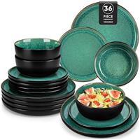 vancasso Dinner Plates Set, 10.25in Salad Plate Set of 6, Scratch-Resistant Ceramic Plate, Straight-Edge Dinnerware Perfect for Party Dessert, Wedding Appetizer, Birthday Gift, Playa Green