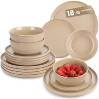 vancasso Playa 10.25 inch Dinner Plate for 6 People, Stoneware Side Plate for Dessert/Pasta/Main Course, Dishwasher and Microwave Safe, Scratch Resistant Serving Plates, Brown