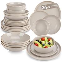 vancasso Playa Dinner Sets for 6 People, 18 Pieces Stoneware Plates and Bowls Set, Scratch Resistant Dinnerware Sets for Everyday Dining, Dishwasher and Microwave Safe, Blue